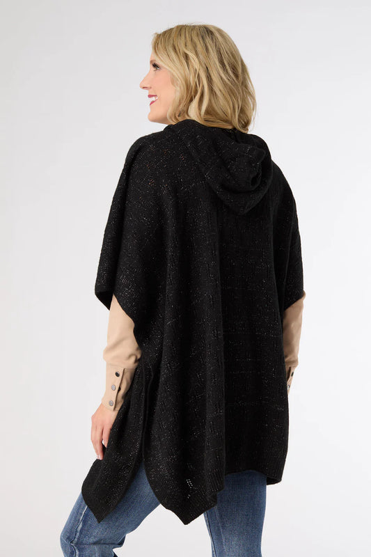 Tindra Hooded Lurex Pullover with Buttons