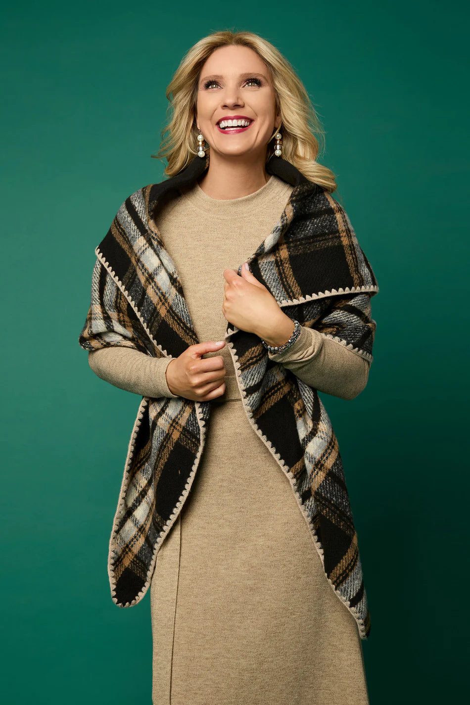 Plaid Triangle Wrap