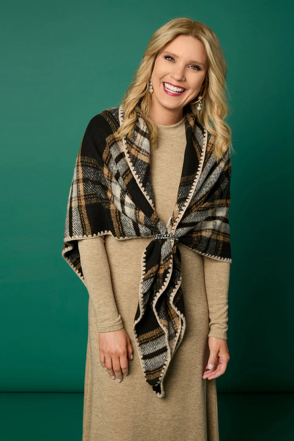 Plaid Triangle Wrap