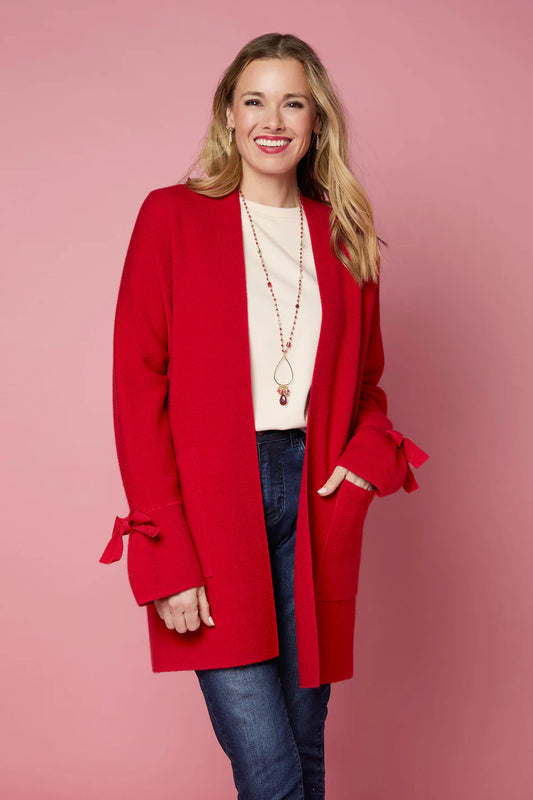 Heavenly Lux Bow Sleeve Cardigan Red