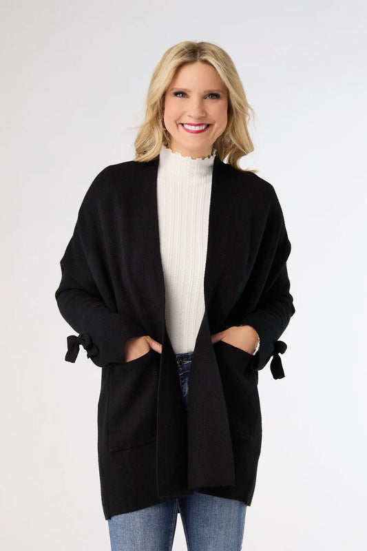 Heavenly Lux Bow Sleeve Cardiagn Black