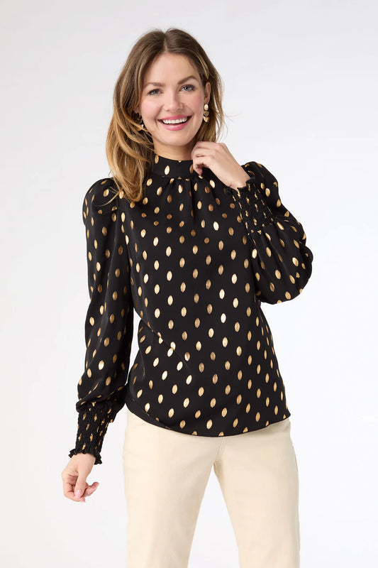 Darina Metallic Blouse Black/Gold