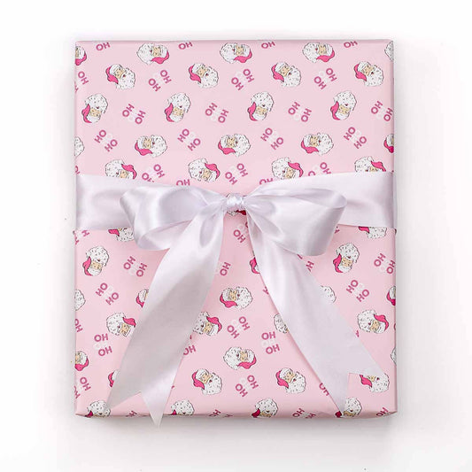 HoHoHo Santa Paper Gift Wrap Pink/White 30x120