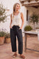 Scuba Raw Edge Detail Barrel Pants: BROWN / M
