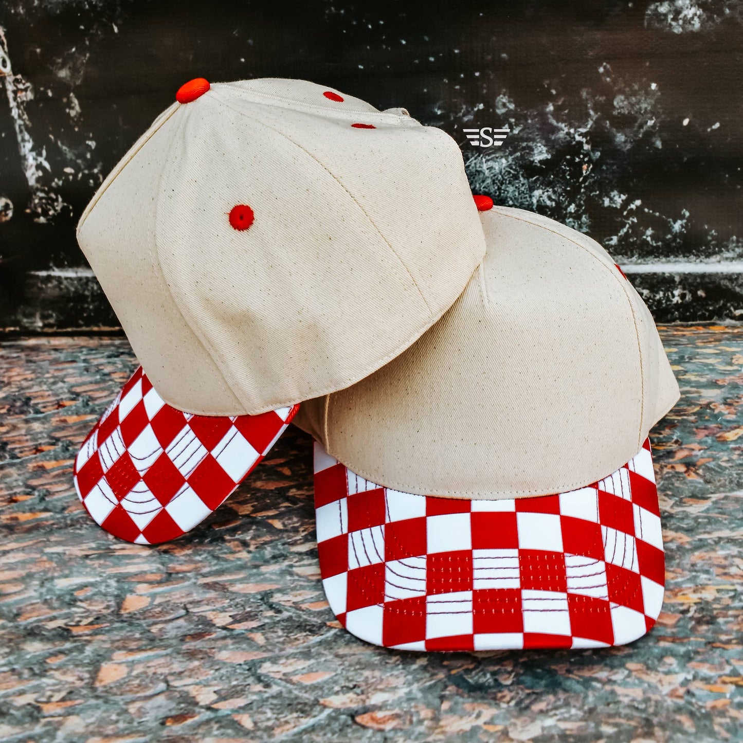 Canvas Front Checkered Bill Magna Pony® Cap: Brown/Tan