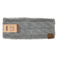 Solid Cable Knit CC Head Wrap HW20: Lt. Melange Grey