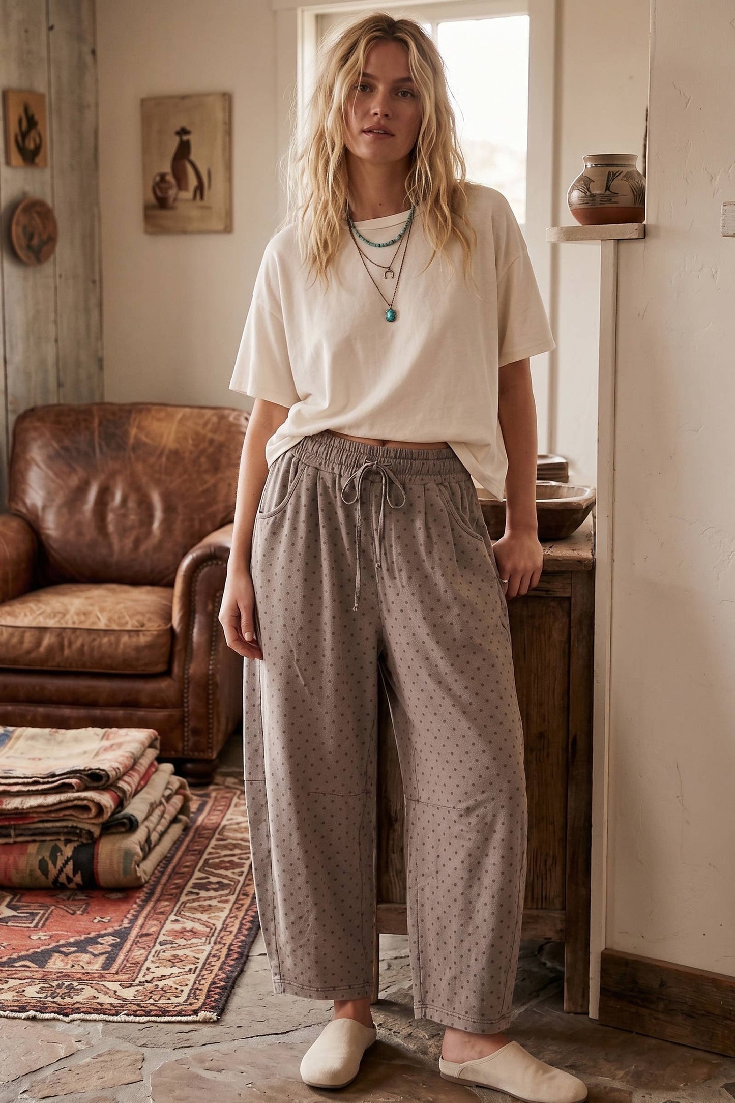 Oversized Scuba Barrel Lounge Pants: BROWNISH GREY