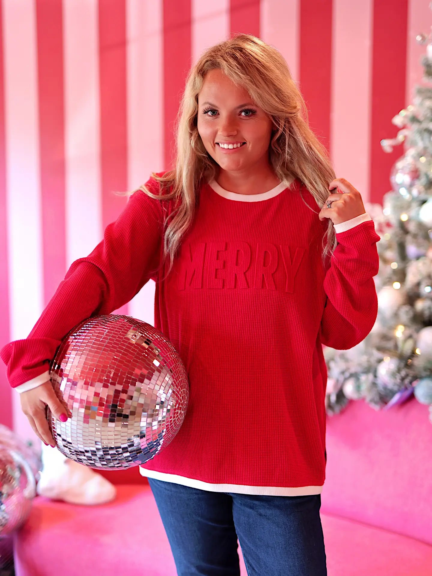 Jadelynn red "Merry" long sleeve