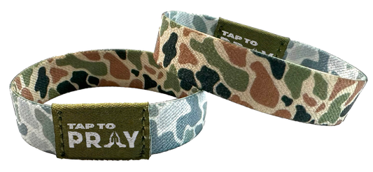 Tap To Pray Wristbands - Tap W/Phone For Daily Verse/Prayer: Medium / Forest Camo / Tree Bark Camo