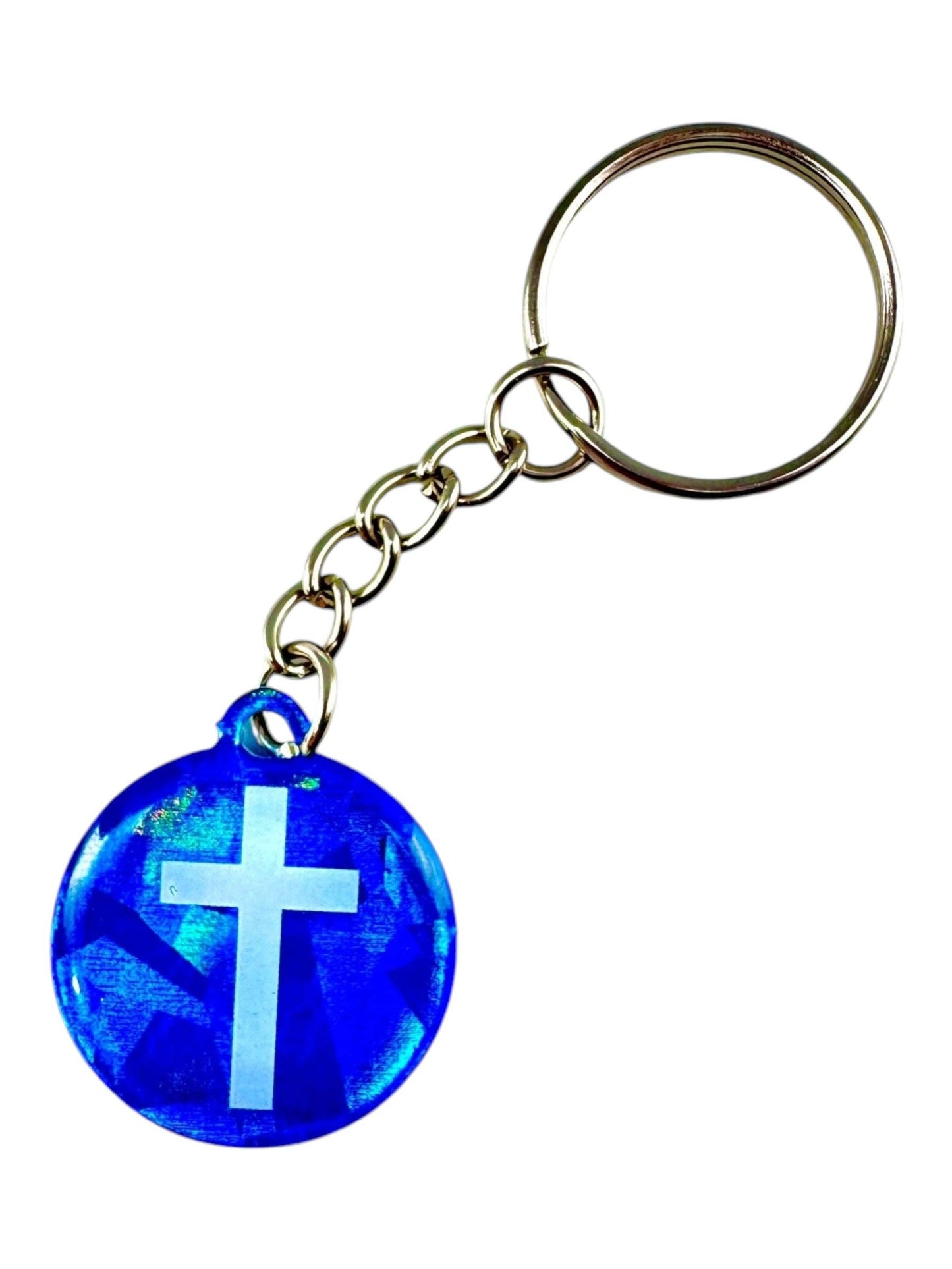 Tap To Pray - Prayer Tag Keychains: Blue Mountains + Cross