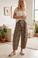 Oversized French Terry Leopard Barrel Pants: BROWN COMBO / L