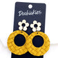 2" Birch Flower & Box Braided Lil' O Dangles- Spring Earring: Peacock Box Braided