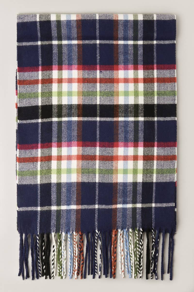 Giant Check Cashmere Feel Muffler Scarf: 07-6/IVORY / One Size