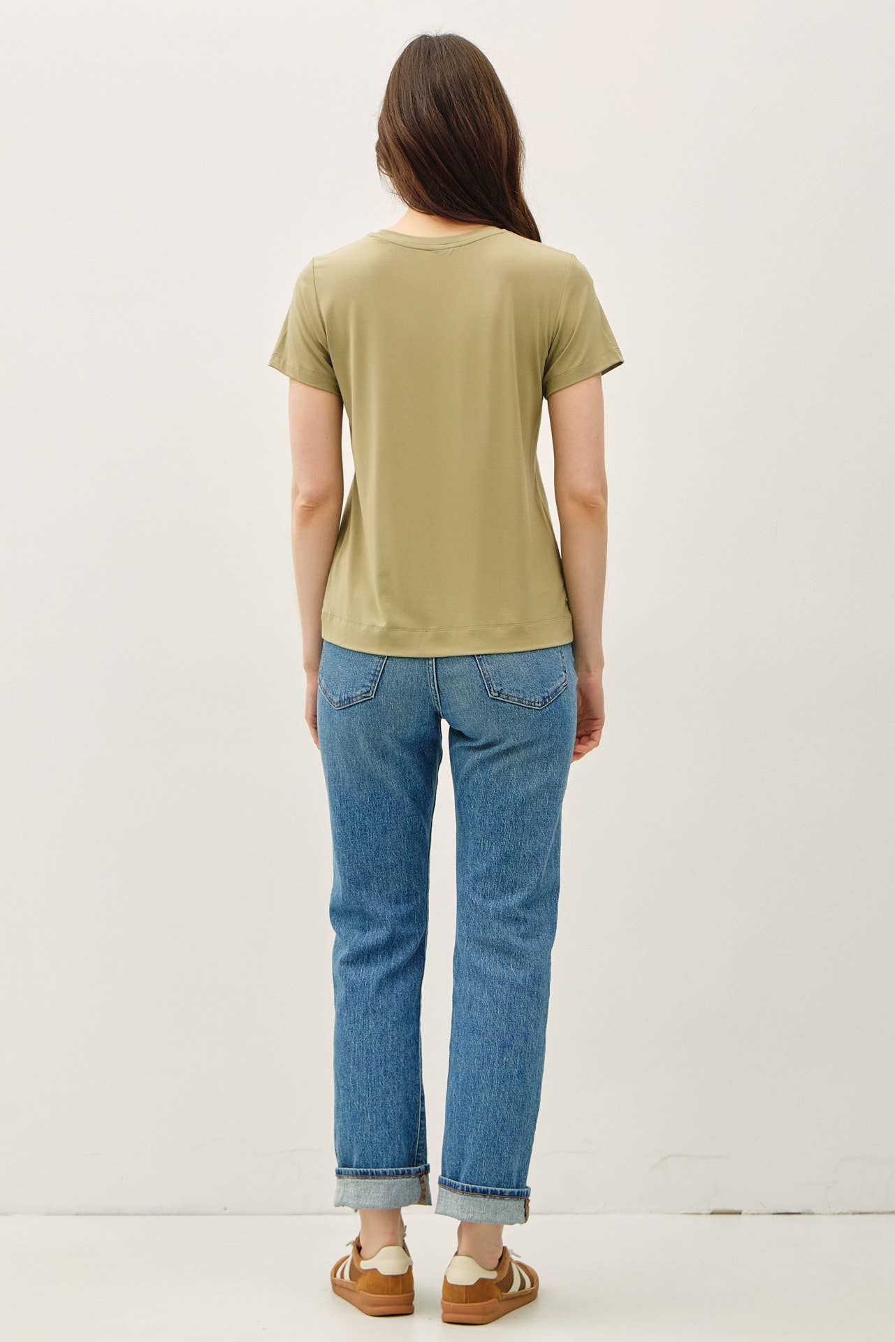 BAMBOO/MODAL BASIC ROUND NECK T-SHIRT: NATURAL