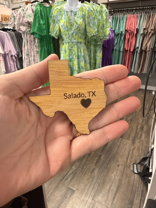 Texas/Salado Magnet- wood engraved