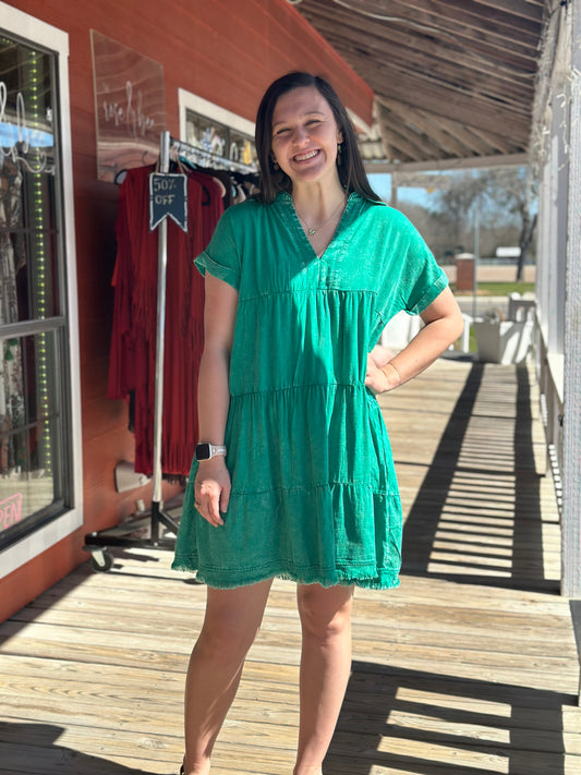 Zenana Green Tiered Dress