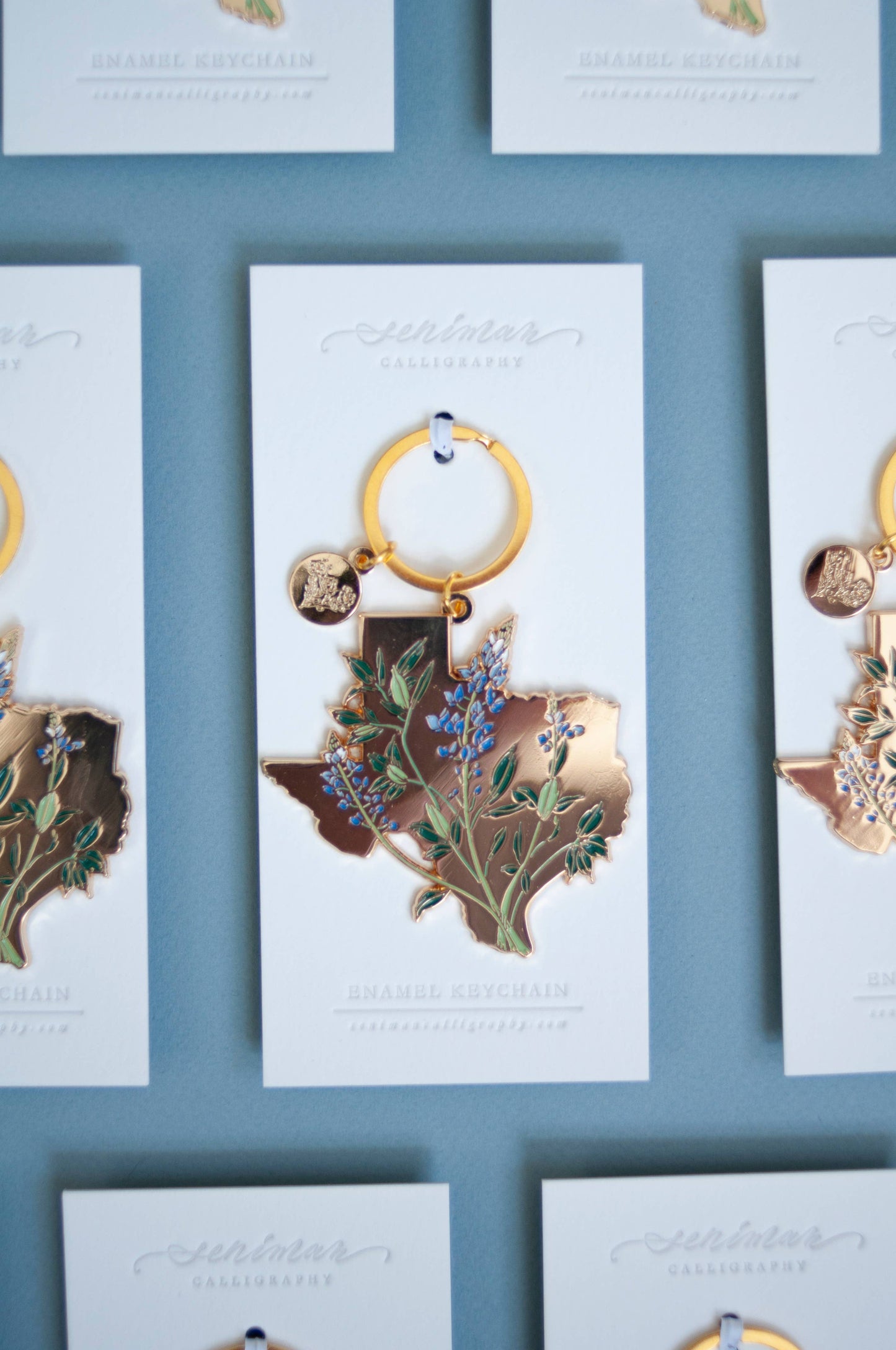 Gold Texas Bluebonnet Soft Enamel Keychain
