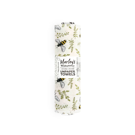 UNpaper® Towels: Prints - Case of 6 | Reusable Paper Towels: Bees and Plants / 12-Pack