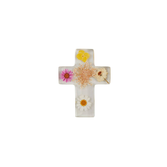 Dried Yellow Flwer Resin Cross