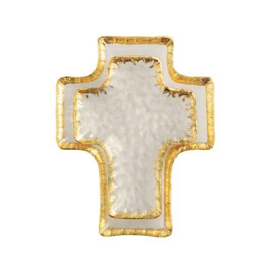 Gold Edge Cross Tidbit Tray Set