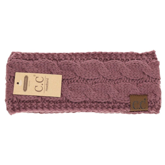 Solid Cable Knit CC Head Wrap HW20: Cocoa Berry