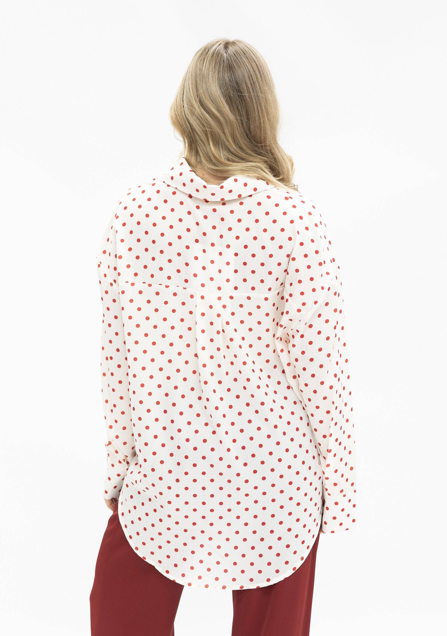 Kathryn Classic Button-Up, Red Polka-Dot: Red