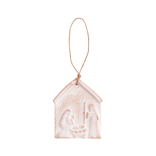 Jesus Is Born Nativity Lace Ornament
