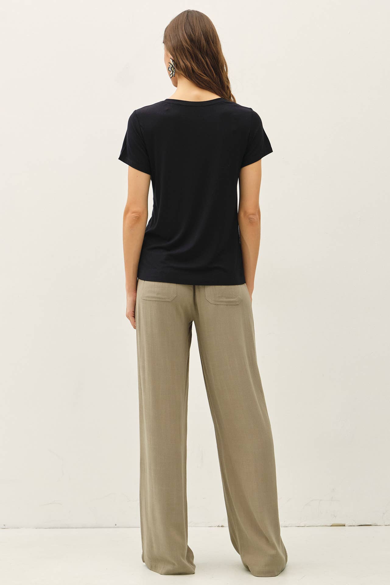 BAMBOO/MODAL BASIC ROUND NECK T-SHIRT: NATURAL