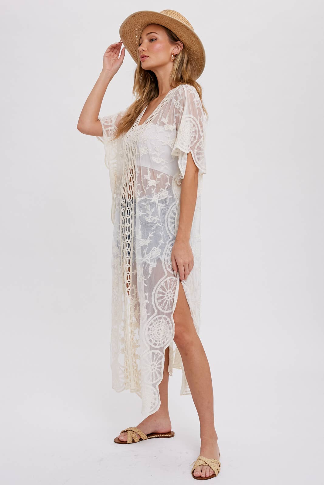 Bluivy BOHO LACE KAFTAN: NATURAL