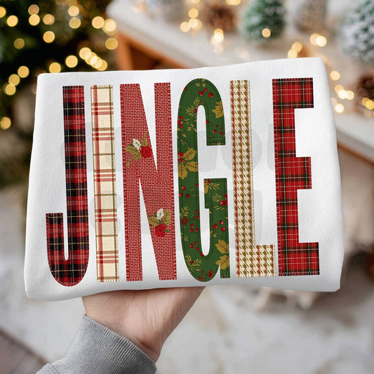 Faux Quilted Jingle DTF Heat Transfer: Adult
