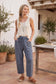 Scuba Raw Edge Detail Barrel Pants: BROWN / M