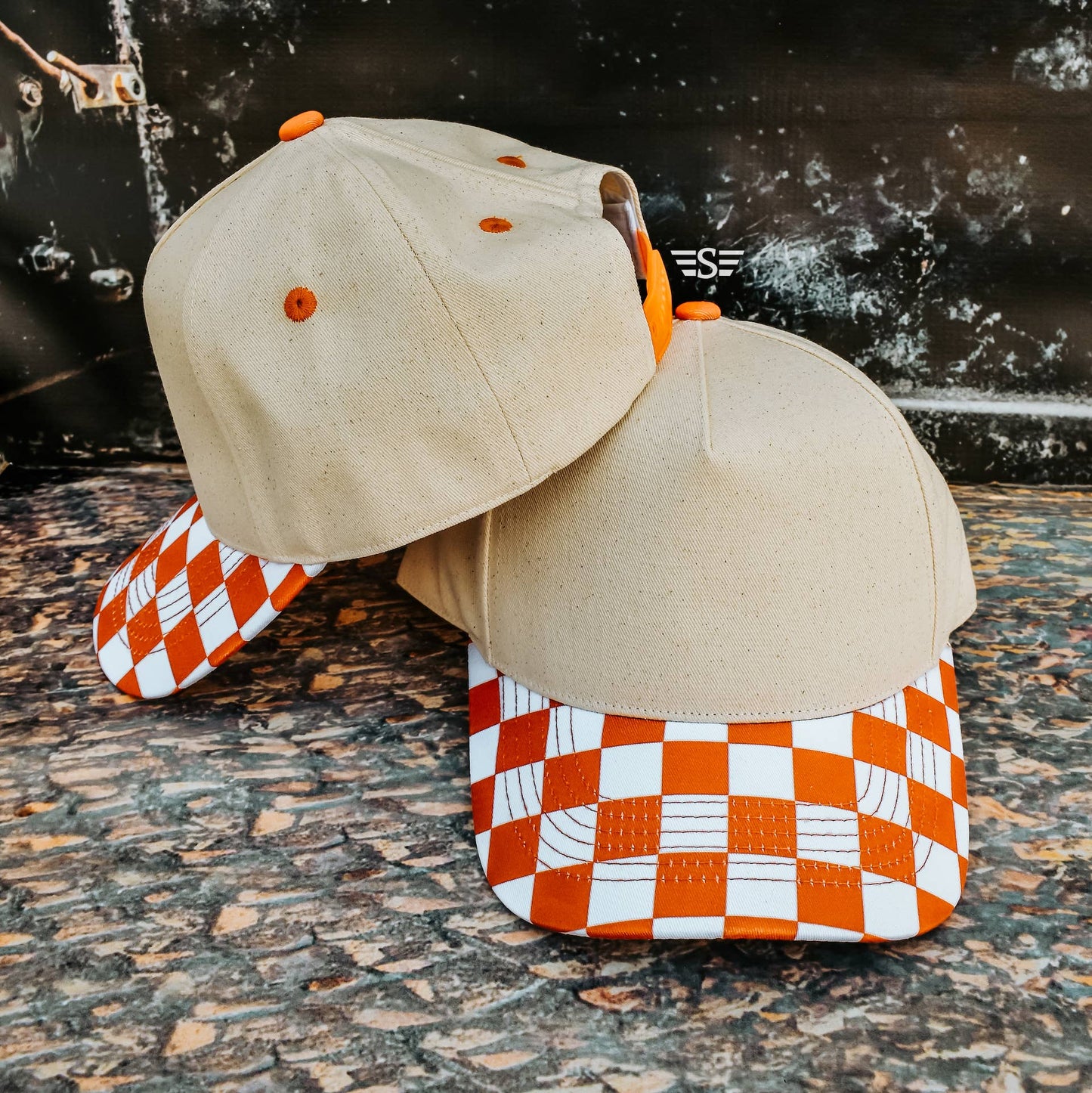 Canvas Front Checkered Bill Magna Pony® Cap: Brown/Tan