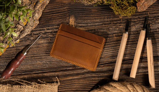 Leather Card Holder Wallet, Handmade Wallet for Men: Brown