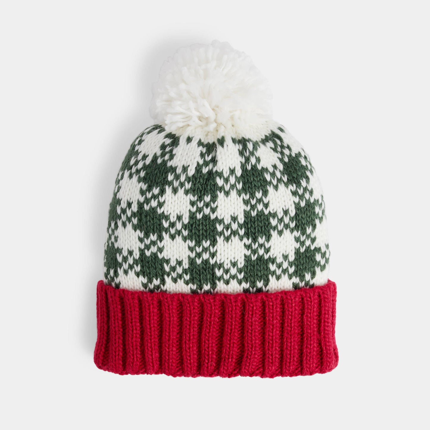 Holly Houndstooth Knit Hat - Christmas: Red/Green / One Size