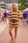 Gameday Stripe Lightweight Sweater Lounge Set: PURPLE/YELLOW