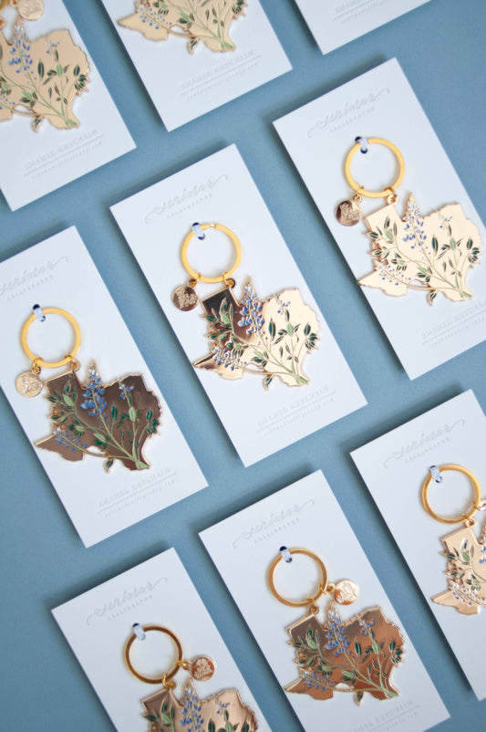 Gold Texas Bluebonnet Soft Enamel Keychain