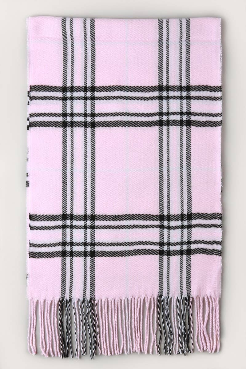Giant Check Cashmere Feel Muffler Scarf: 07-6/IVORY / One Size