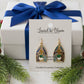 Stained Glass Nativity Earrings: Gold Toned