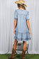 Ruffle Hem Tencel Chambray Midi Dress