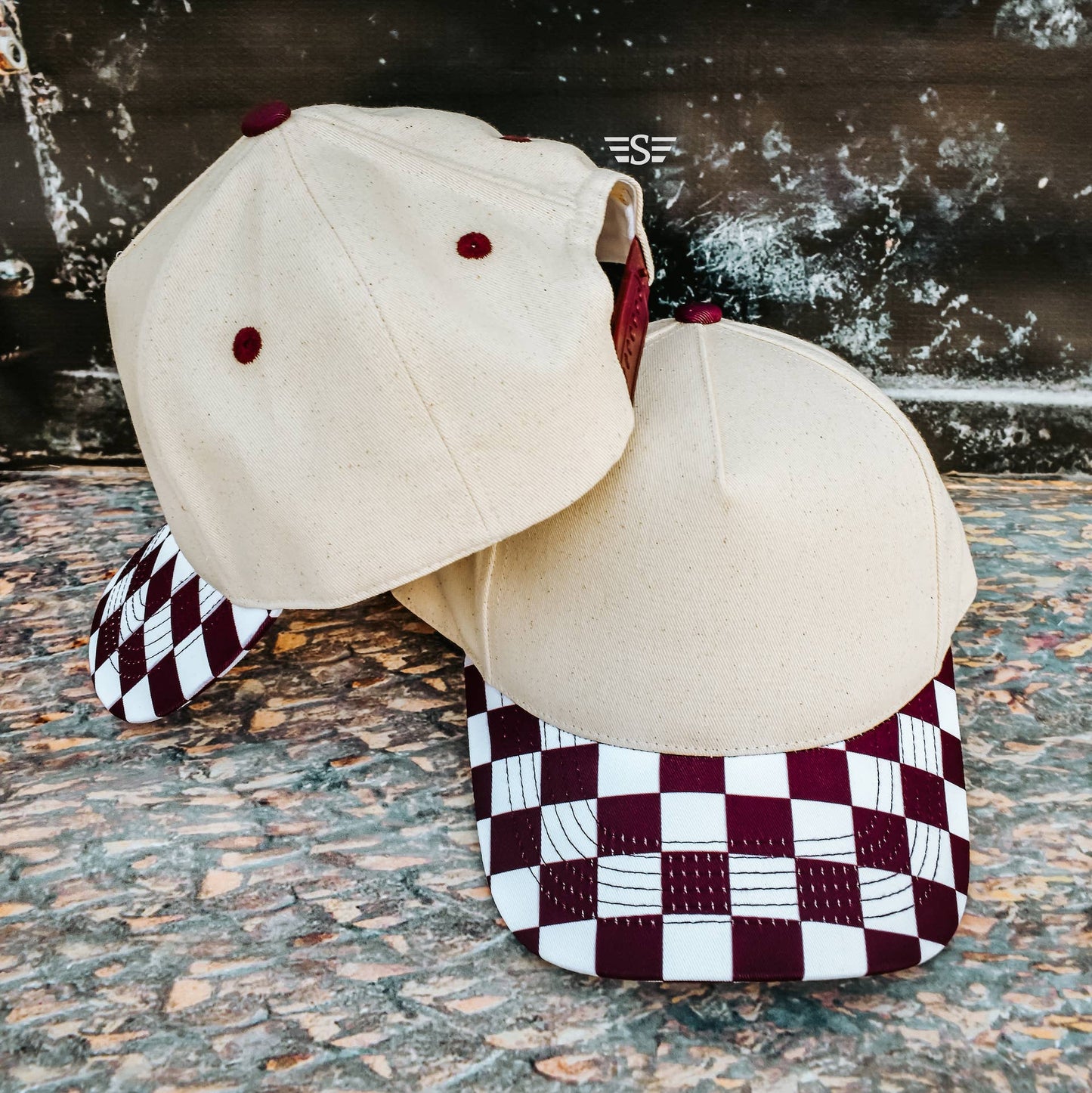 Canvas Front Checkered Bill Magna Pony® Cap: Brown/Tan