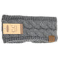 Solid Cable Knit CC Head Wrap HW20: Lt. Melange Grey