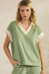 Corduroy Modal Short Sleeve Top and Pant Set: Sage