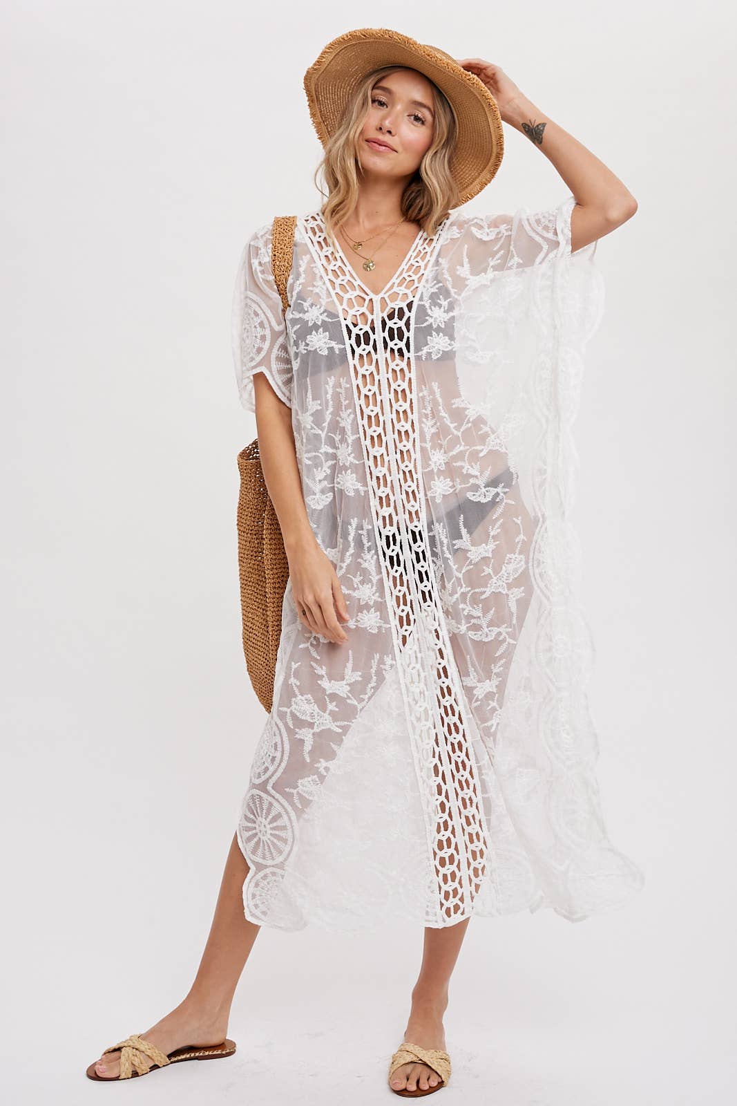 Bluivy BOHO LACE KAFTAN: NATURAL