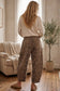 Oversized French Terry Leopard Barrel Pants: BROWN COMBO / L