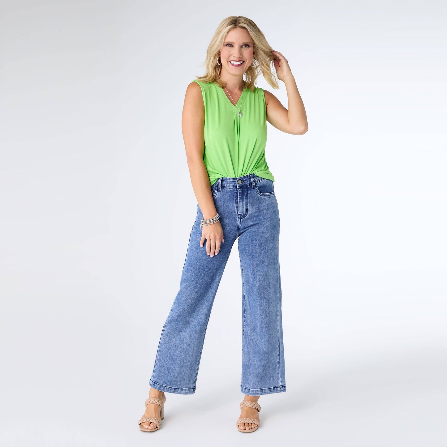EverStretch Wide Leg Ankle: Medium Denim / S