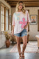 WASHED FLORAL PATCHWORK OVERSIZED TEE: DUSTY BLUE