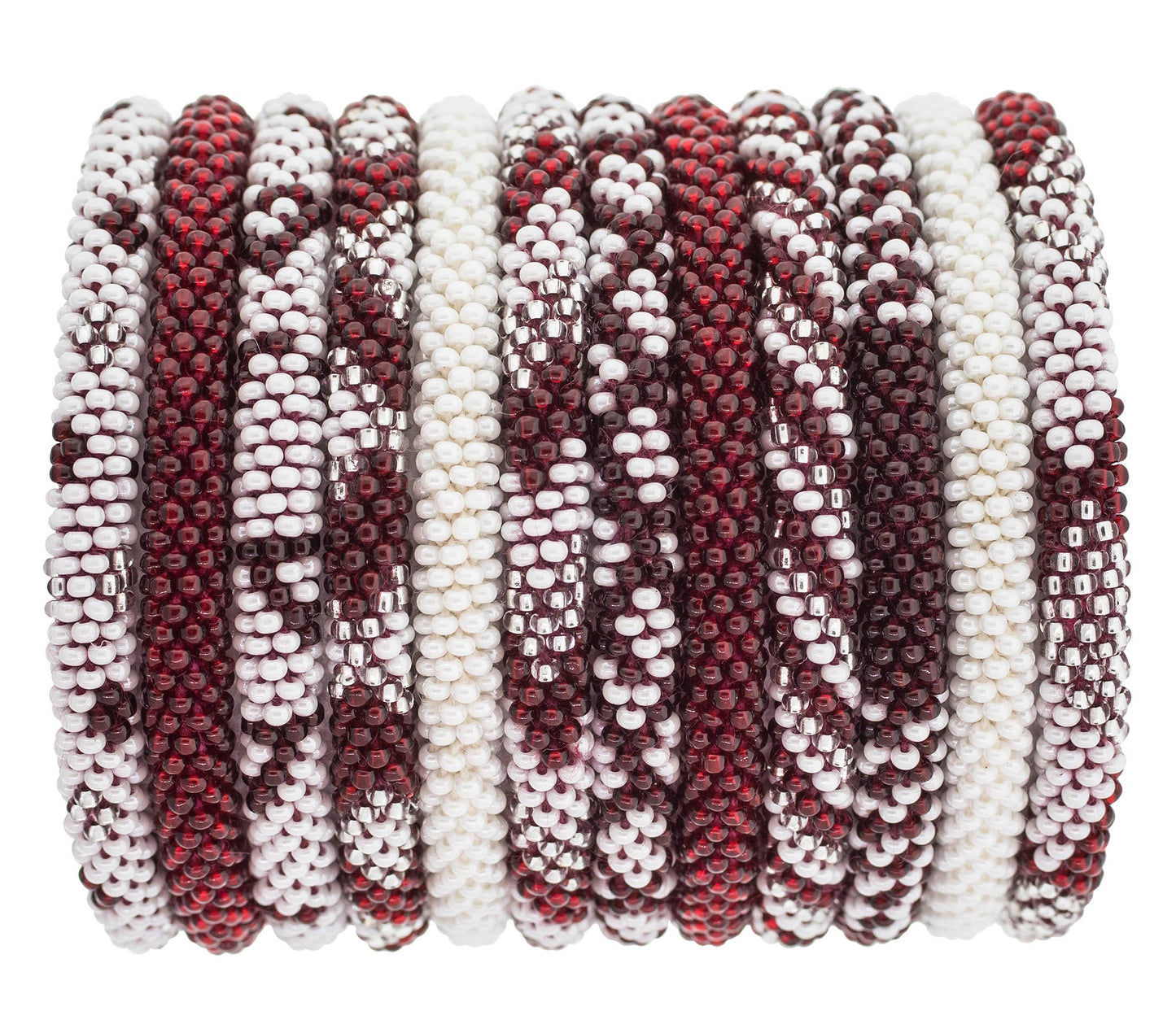 Roll-On® Bracelet Maroon and White