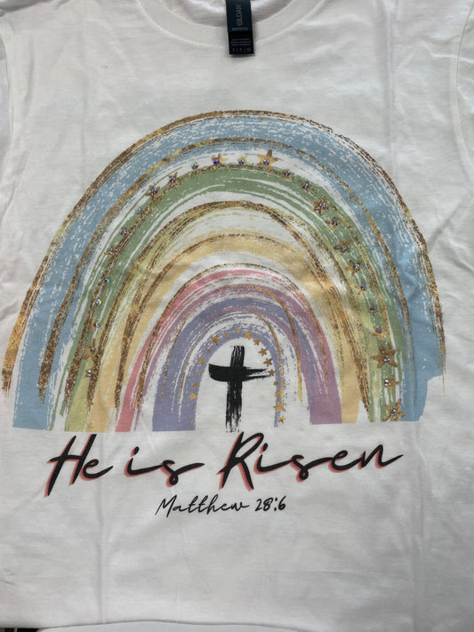 He is Risen rainbow- Cross T-shirt