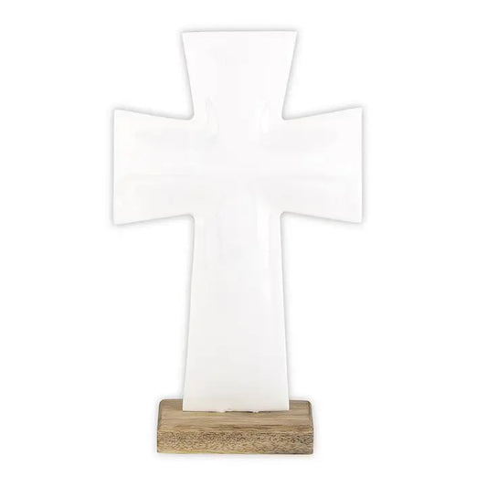 10" Enamel Cross White