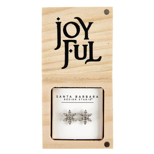 Treasure Box Earrings - Joyful: Wipe Clean with Dry Cloth / Pinewood, Glass, Zinc Alloy, Paper